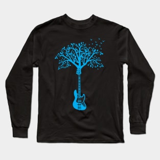 Bass Guitar Tree Blue Long Sleeve T-Shirt